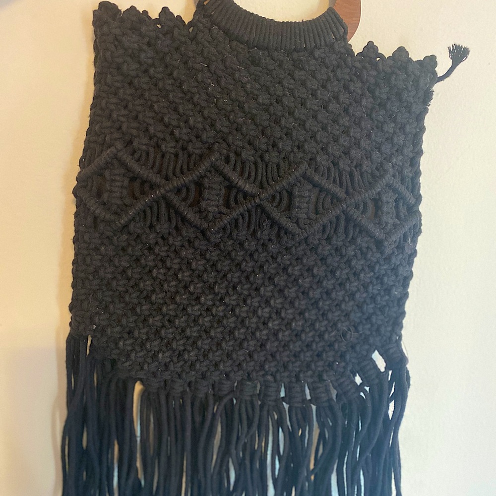 Danielle Nicole - Black Fringed Cotton Crossbody … - image 3